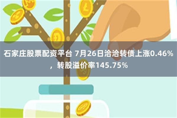 石家庄股票配资平台 7月26日洽洽转债上涨0.46%，转股溢价率145.75%